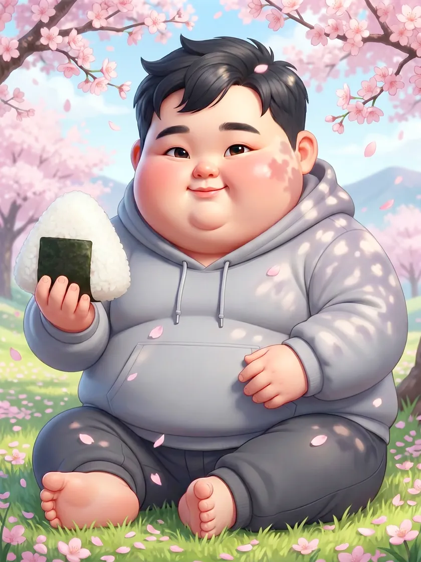 でぶん ヒーローメインビジュアル おにぎりを持つでぶん