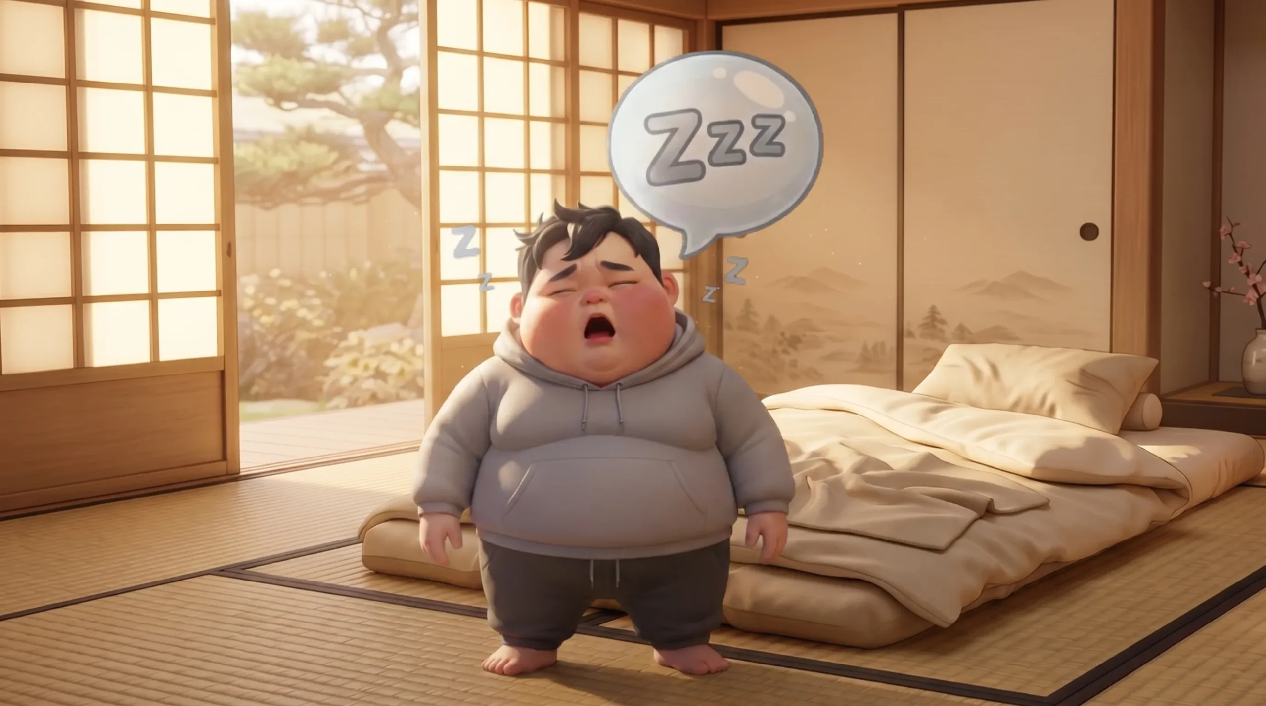 でぶん、そっと おきあがる